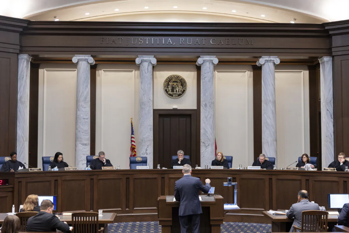 The Georgia Supreme Court hears an oral argument in Atlanta on Sept. 24, 2024. (Arvin Temkar/Atlanta Journal-Constitution via AP)