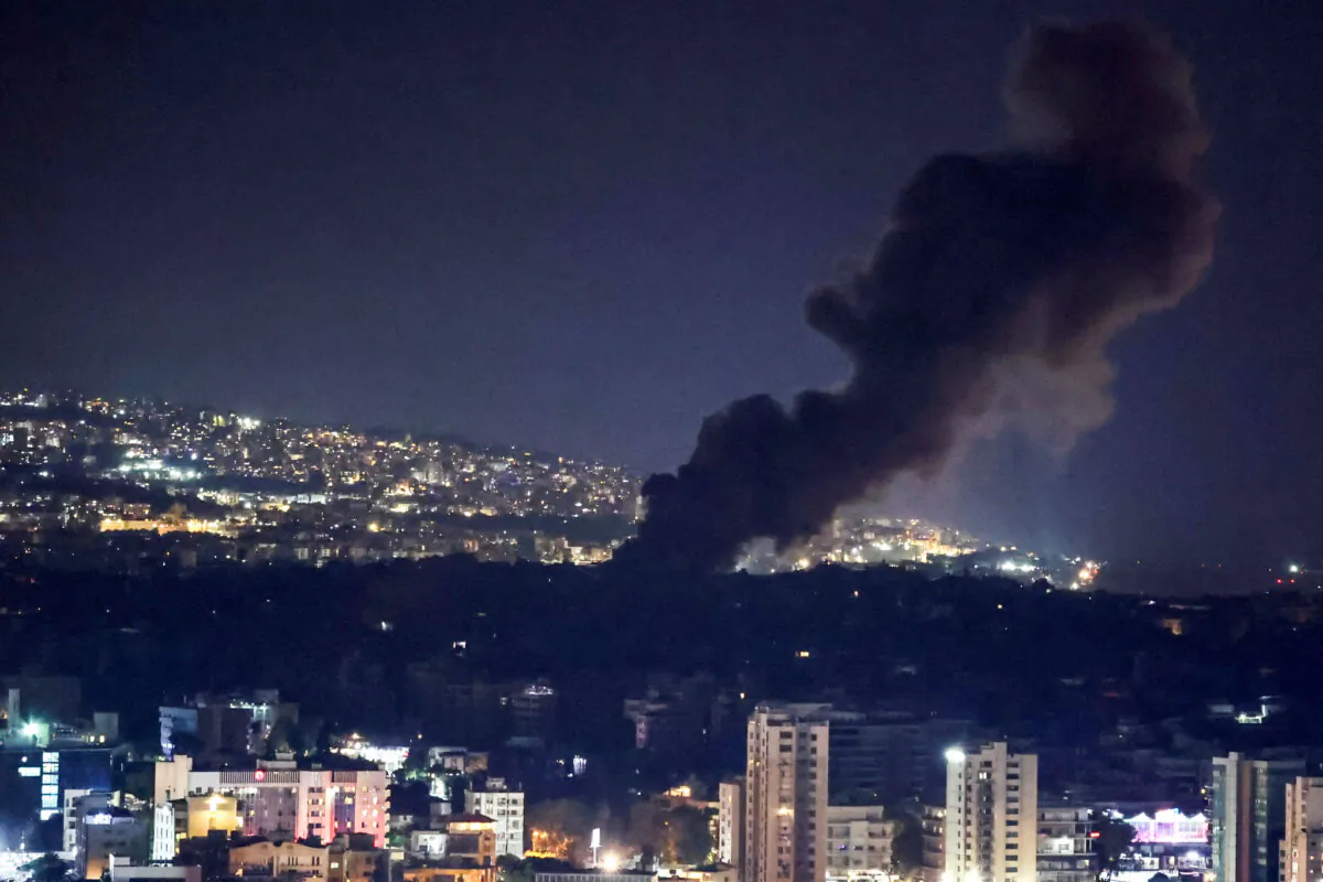 Smoke rises over Beirut's southern suburbs after a strike, amid ongoing hostilities between the Hezbollah terrorist group and Israeli forces, as seen from Sin El Fil, Lebanon, on Oct. 1, 2024. (Amr Abdallah Dalsh/Reuters)