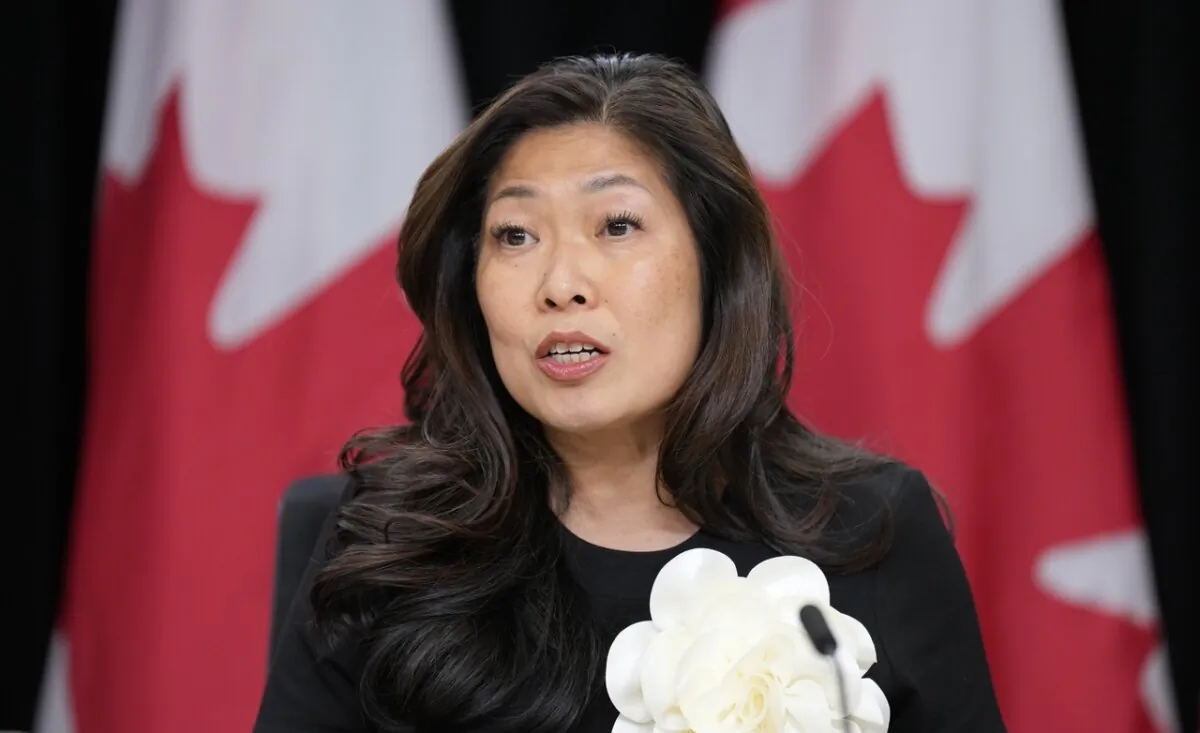 Minister of Export Promotion, International Trade and Economic Development of Canada Mary Ng speaks during a news conference in Ottawa, on Oct. 1, 2024. (The Canadian Press/Adrian Wyld)