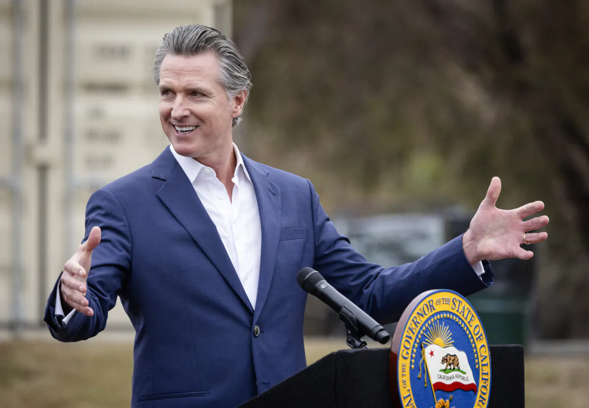 California Gov. Gavin Newsom speaks in Los Angeles on Sept. 25, 2024. (John Fredricks/The Epoch Times)