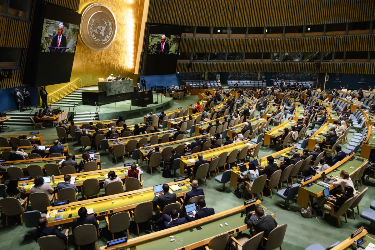 United Nations Secretary-General António Guterres speaks during the 79th session of the U.N. General Assembly in New York City on Sept. 10, 2024. (AP Photo/Yuki Iwamura)