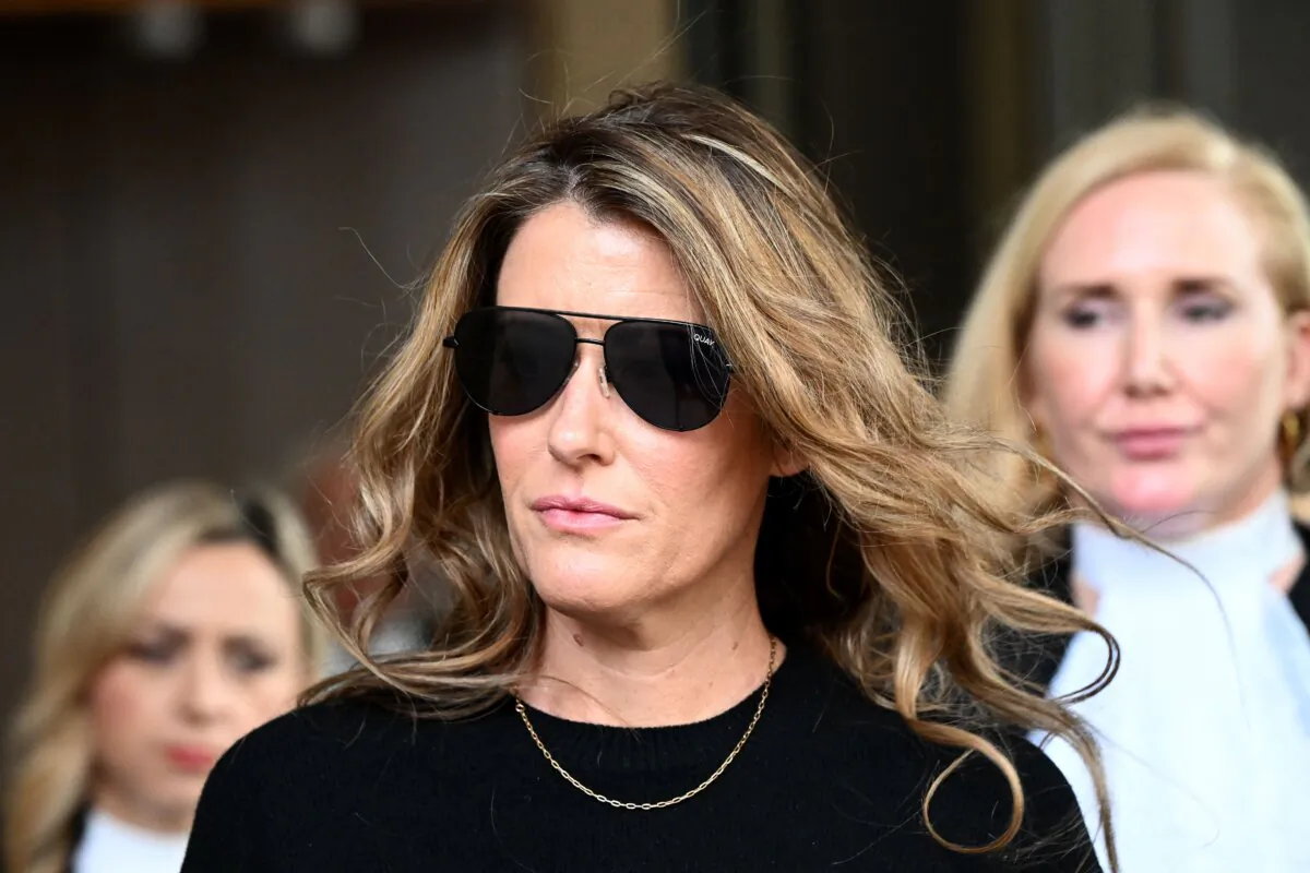 Giggle for Girls founder Sall Grover is seen during a break at the Federal Court in Sydney, Australia, on April 11, 2024. (AAP Image/Bianca De Marchi)