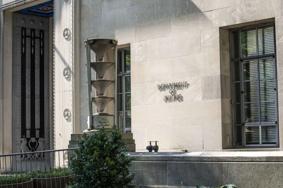 The Department of Justice in Washington on July 29, 2024. (Madalina Vasiliu/The Epoch Times)