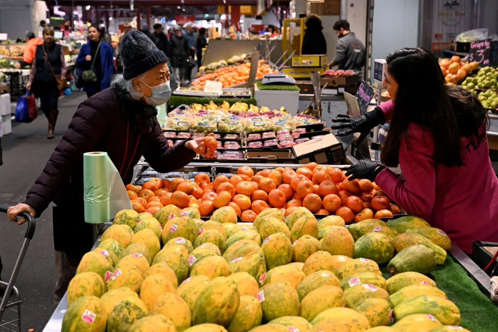 People shop for fresh produce at the Queen Victoria Market in Melbourne, Australia on July 4, 2023. (William West/AFP via Getty Images)
