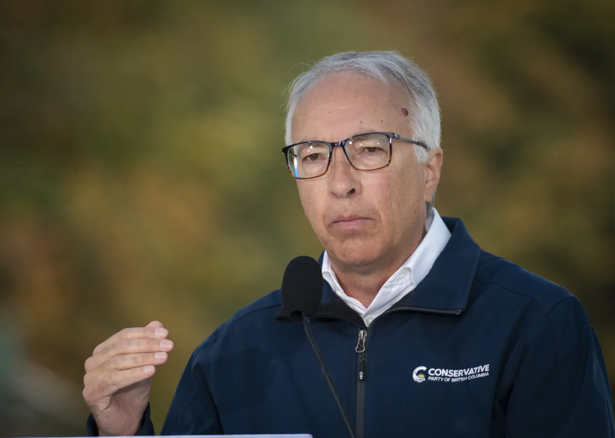 BC Conservative Party Leader John Rustad speaks during a press conference in Squamish, B.C., on Oct. 1, 2024. (The Canadian Press/Tijana Martin)