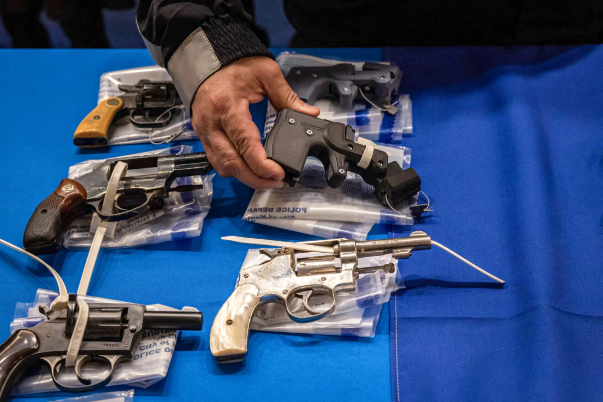 A person holds a 3D-printed ghost gun during a statewide gun buyback event held by the office of the New York State Attorney General in the Brooklyn borough of New York on April 29, 2023. (Yuki Iwamura/AFP via Getty Images)