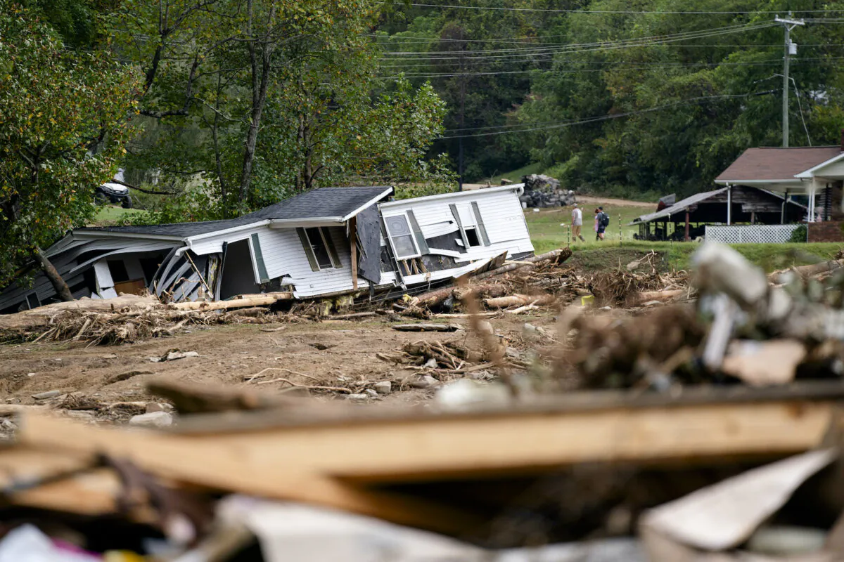 A destroyed home in the aftermath of Hurricane Helene near Black Mountain, N.C., on Sept. 30, 2024. (Sean Rayford/Getty Images)