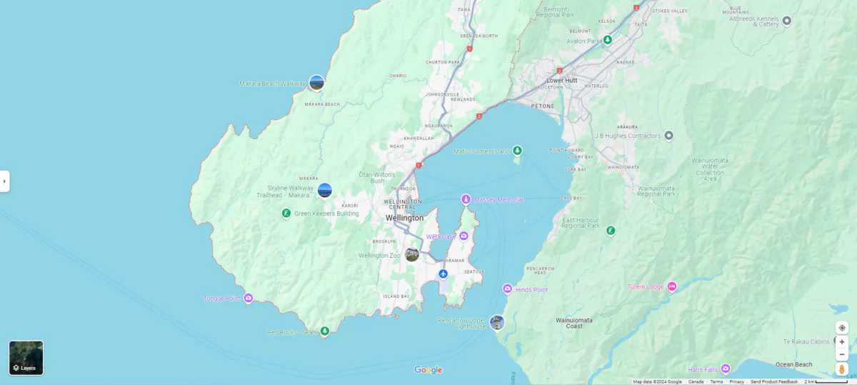 A magnitude 5.7 earthquake struck near New Zealand's capital city of Wellington, government seismic monitor GeoNet said on Sunday, but initial reports indicated there were no injuries or significant damage. (Screenshot via Google Map)
