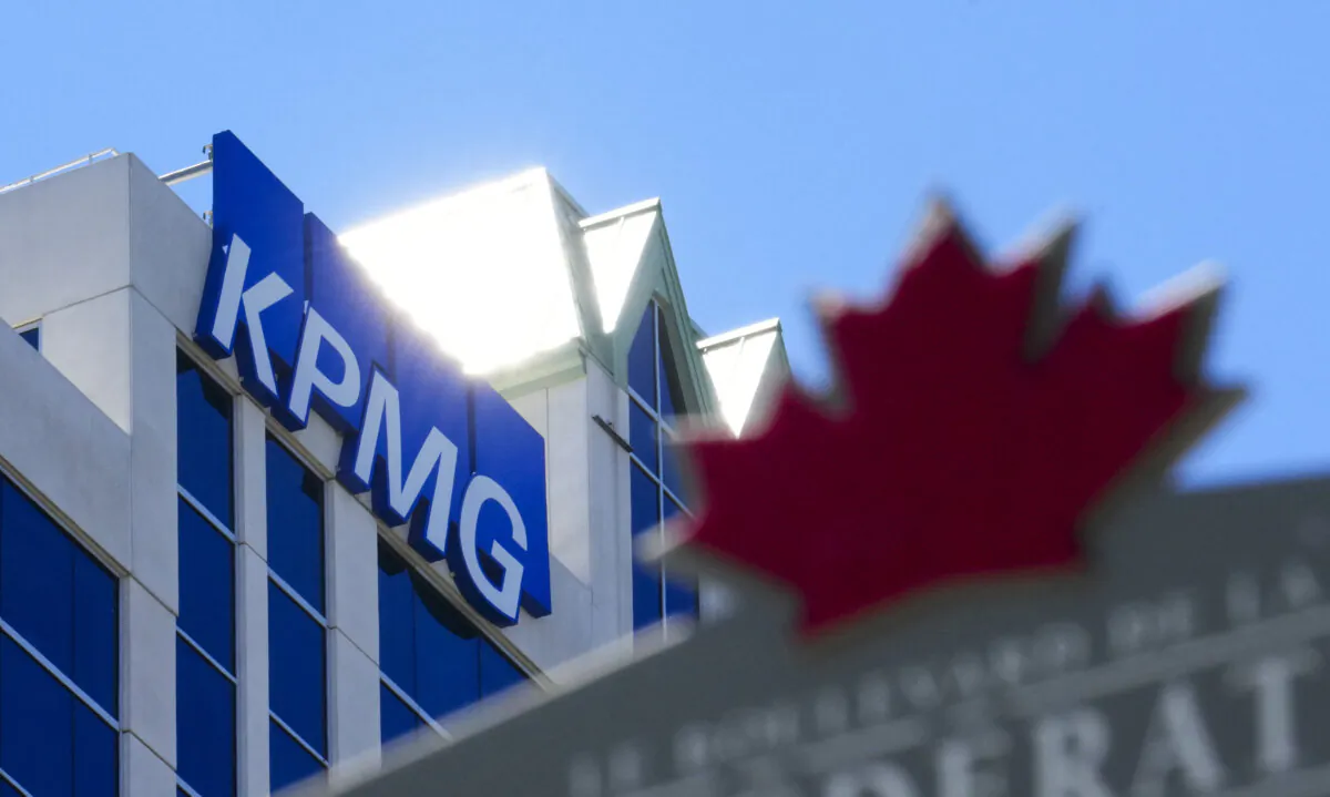 Signage at the KPMG offices in Ottawa on June 28, 2024. (The Canadian Press/Sean Kilpatrick)