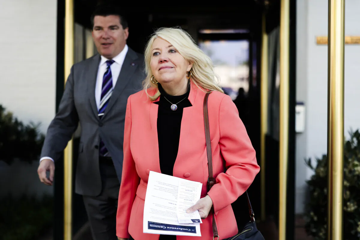 Rep. Debbie Lesko (R-Ariz.) leaves a House Republican conference meeting on Capitol Hill in Washington on April 27, 2022. (Kevin Dietsch/Getty Images)
