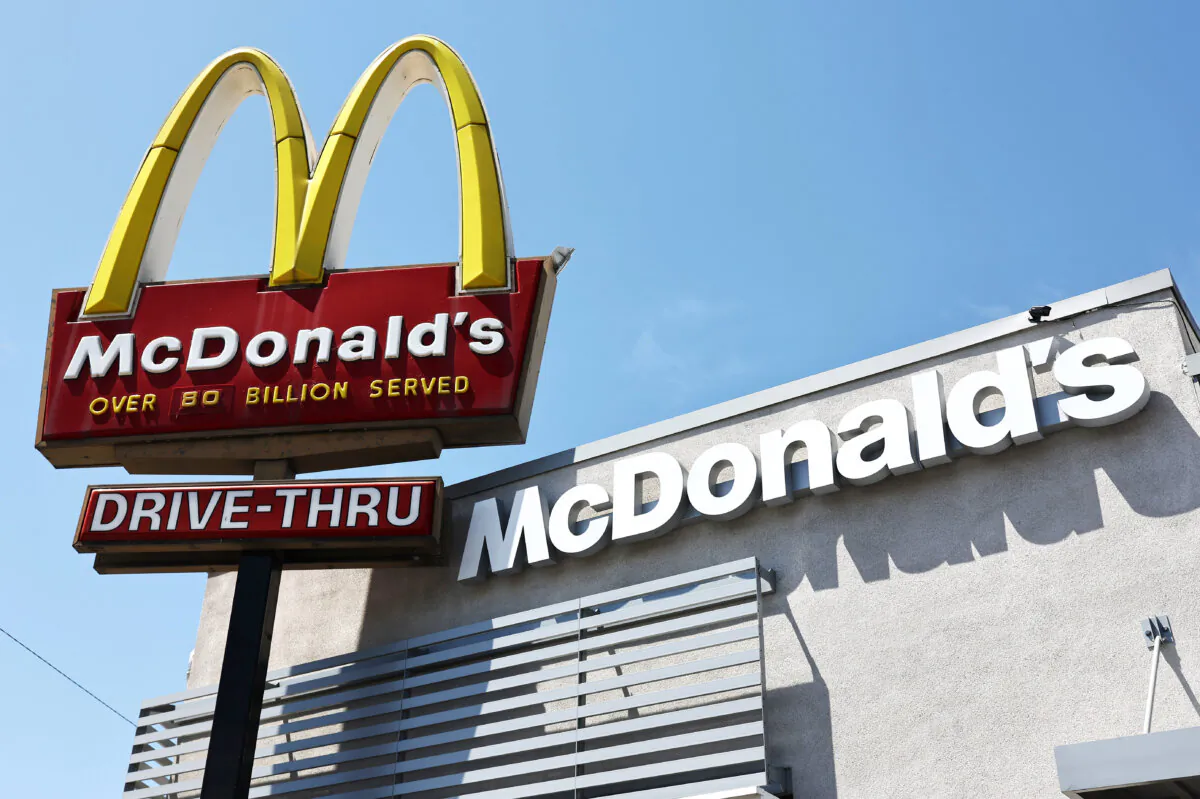 The McDonald's logo is displayed at a McDonald's restaurant in Burbank, Calif., on July 22, 2024. (Mario Tama/Getty Images)