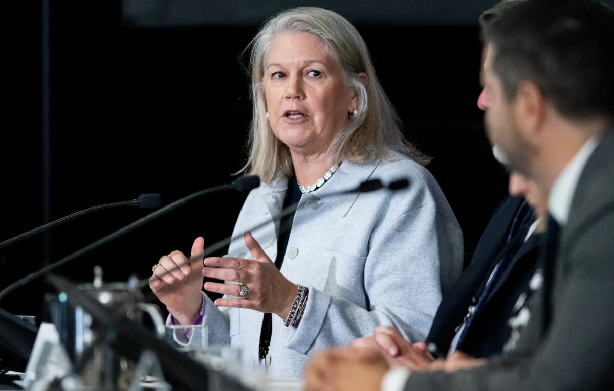 Jody Thomas, former national security advisor to the prime minister, appears as a witness at the Foreign Interference Commission in Ottawa, on Oct. 9, 2024. (Spencer Colby/The Canadian Press)