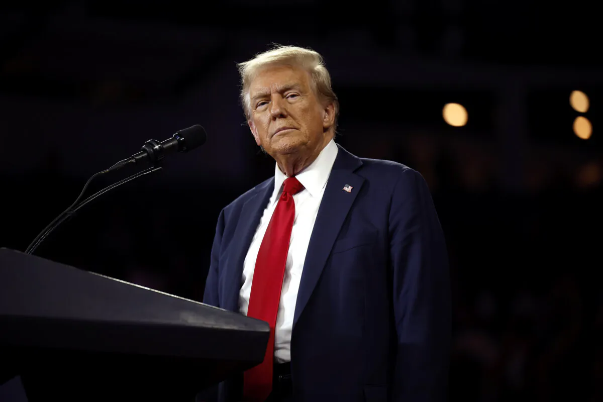Republican presidential nominee, former U.S. President Donald Trump delivers remarks at a campaign rally at the Santander Arena in Reading, Pa., on Oct. 9, 2024. (Chip Somodevilla/Getty Images)