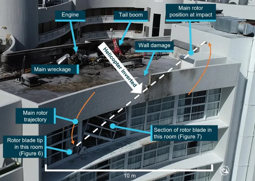 An image from the report on a tragic crash on August 12, 2024 at Cairns. Pilot Blake Wilson died in the crash.
Photo: Australian Transport Safety Bureau