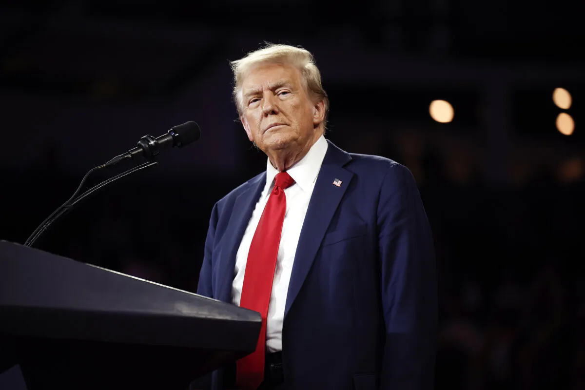 Republican presidential nominee, former President Donald Trump delivers remarks at a campaign rally at the Santander Arena in Reading, Pa., on Oct. 9, 2024. (Chip Somodevilla/Getty Images)