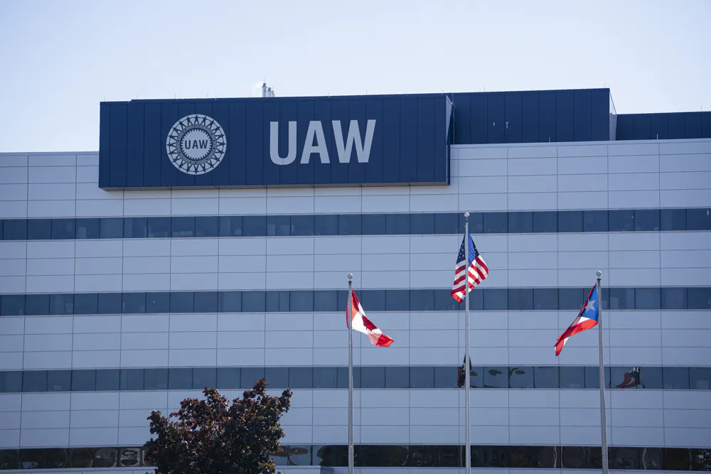 The United Auto Workers (UAW) international headquarters in downtown Detroit, Mich., on Oct. 9, 2024. (Madalina Vasiliu/The Epoch Times)