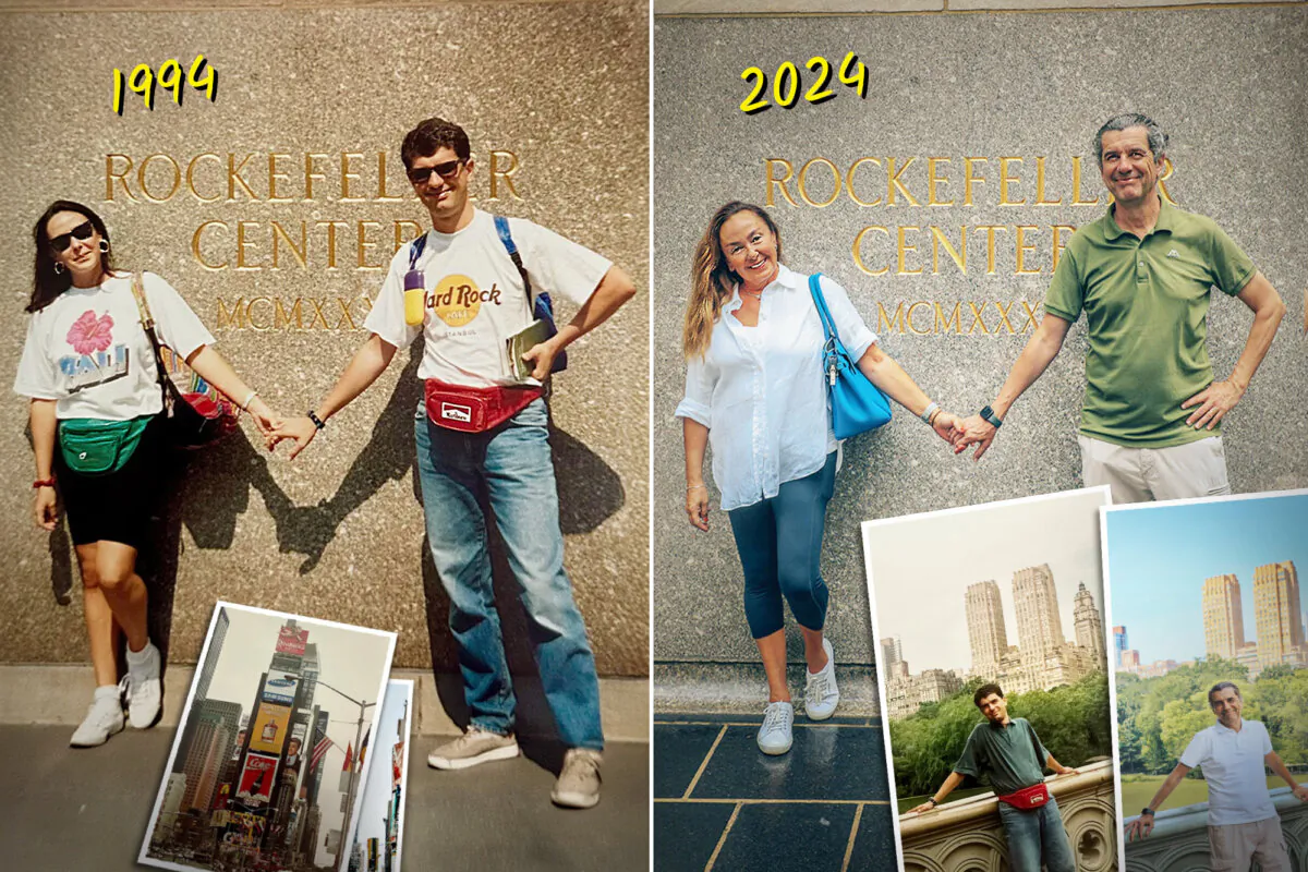 A couple recreated their honeymoon photos in New York on their 30th anniversary. (Courtesy of Alessandro Trinchero)