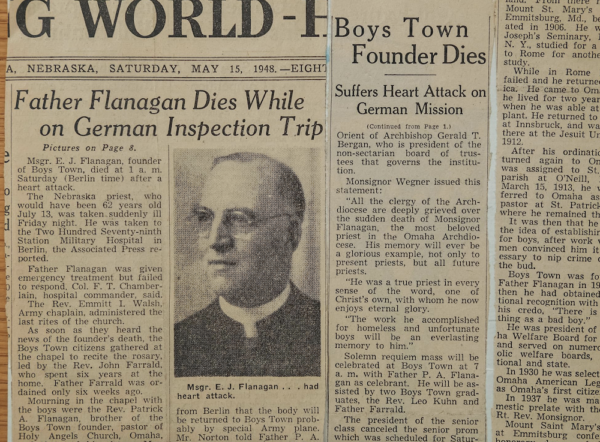 Newspaper clipping in "Heart of a Servant - The Father Flanagan Story." (Spirit Juice Studios)
