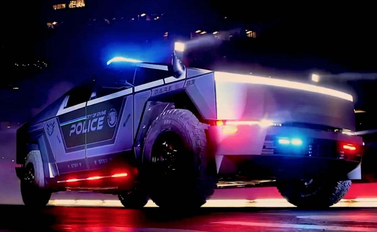 The Irvine Police Department announced what it called the nation's first police Tesla Cybertruck in Irvine, Calif., on Oct. 8, 2024. (Irvine Police Department)