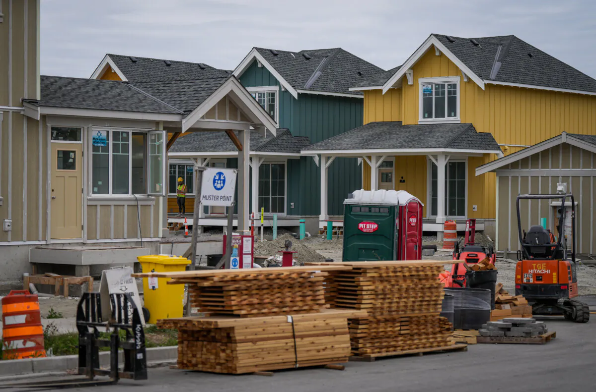 Single family houses billed as estate cottages under construction, in Delta, B.C., on Aug. 12, 2024. (The Canadian Press/Darryl Dyck)