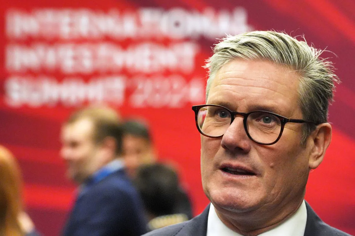 Prime Minister Sir Keir Starmer speaks with leaders from across the UK during the International Investment Summit in London, England, on Oct. 14, 2024. (Jonathan Brady/PA Wire)