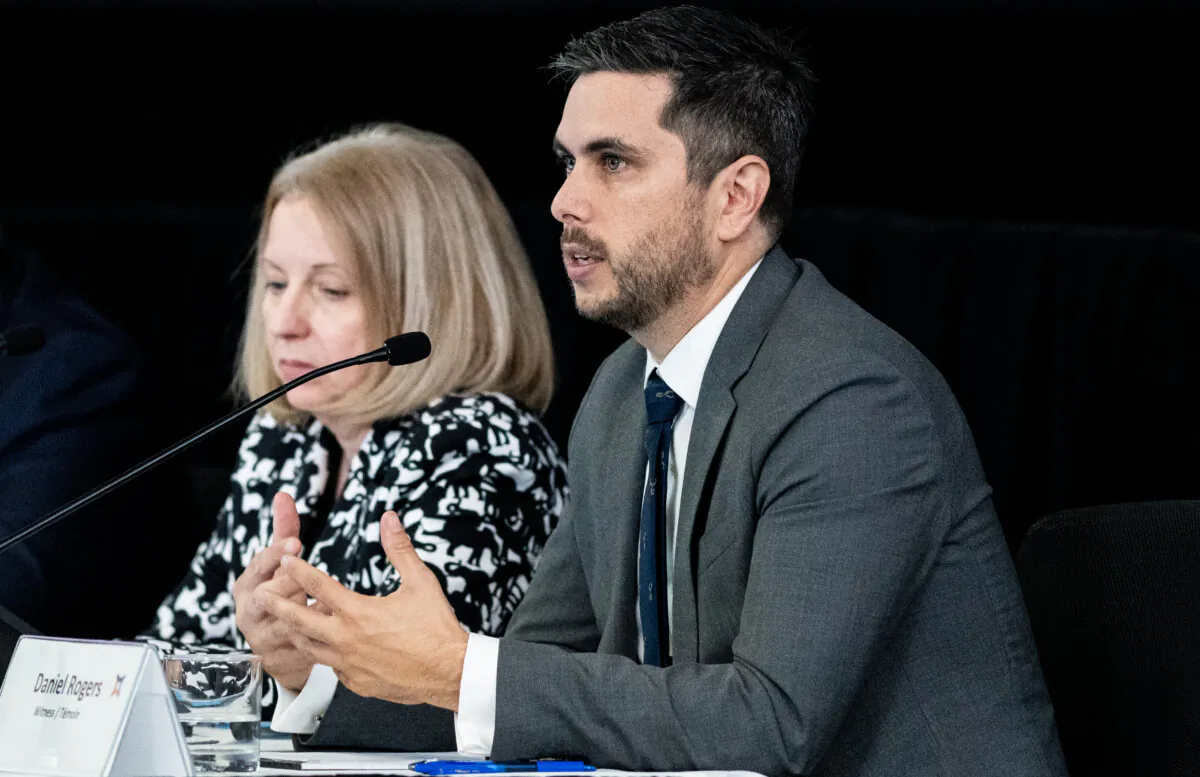 CSIS Director Daniel Rogers appears as a witness at the Foreign Interference Commission in Ottawa, on Oct. 9, 2024, when he was deputy national security and intelligence advisor to the prime minister. (The Canadian Press/Spencer Colby)