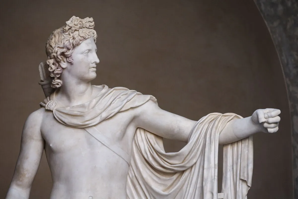 A view of the 'Apollo Belvedere' statue after it was unveiled after restoration at the Vatican Museums at the Vatican, on Oct. 15, 2024. (Guglielmo Mangiapane/Reuters)