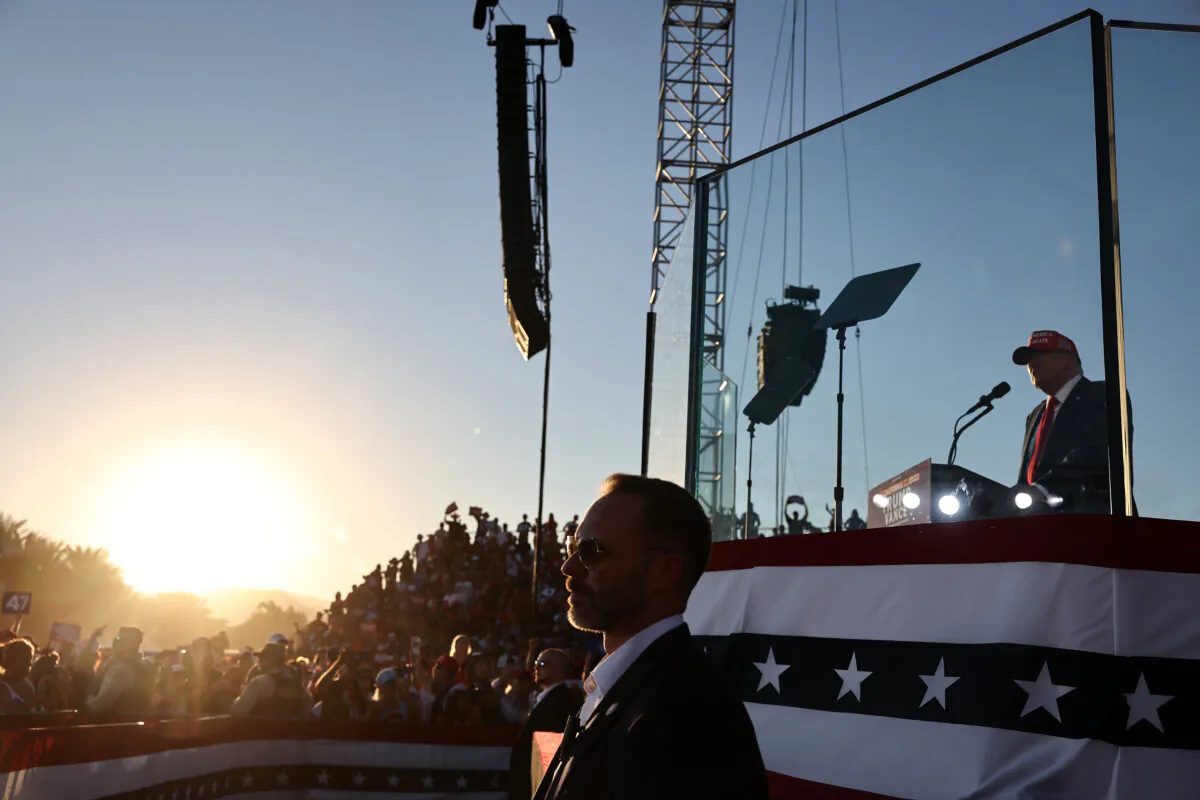 Republican presidential nominee, former President Donald Trump speaks at a campaign rally in Coachella, Calif., on Oct. 12, 2024. (Mario Tama/Getty Images)