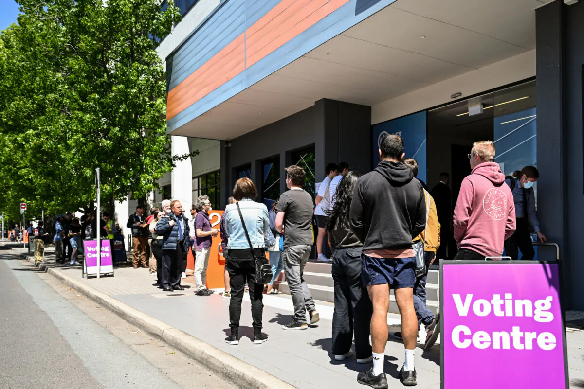 Voters at the Woden polling centre in Canberra, Australia, on Oct. 13, 2023. (Martin Ollman/Getty Images)