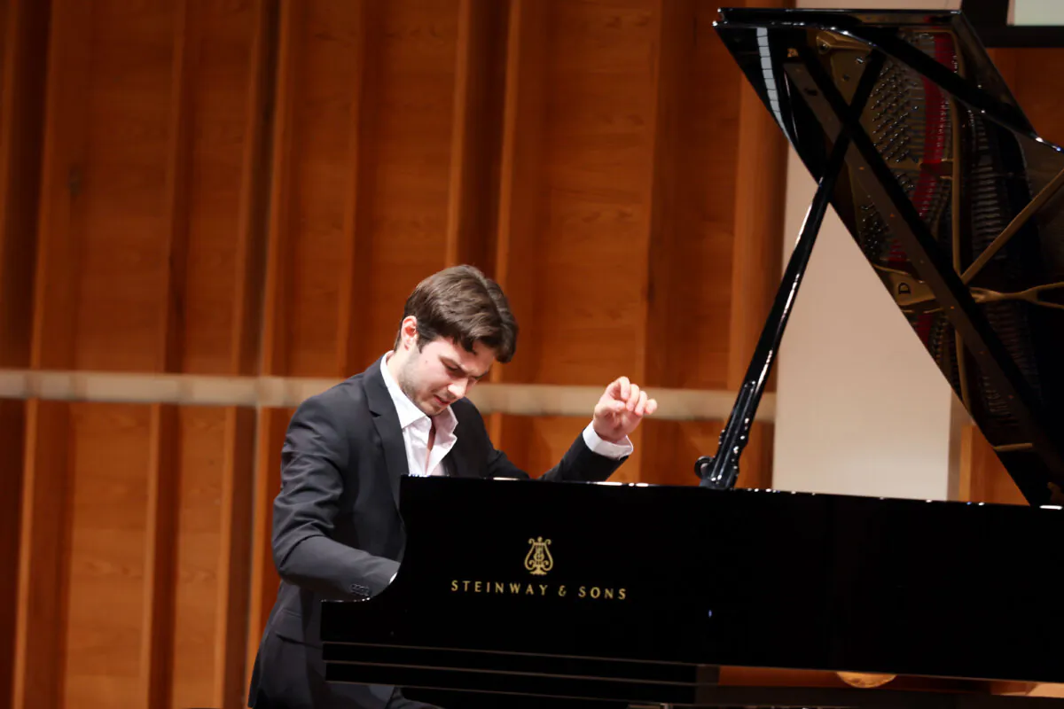 Robert Neuman from Germany performs at the preliminary round of NTD's 7th International Piano Competition at the Merkin Hall of Kaufman Music Center in New York on Oct. 16, 2024. (Zhang Xuehui/The Epoch Times)