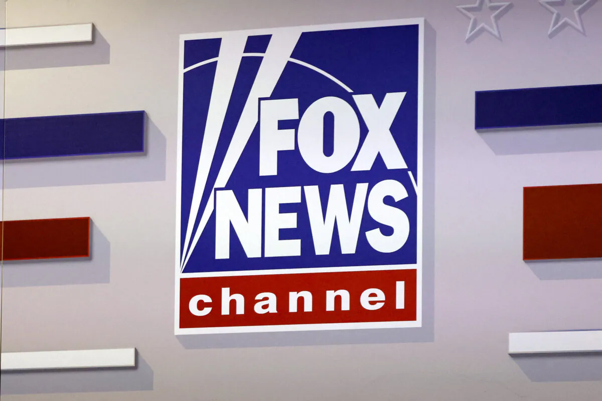 A Fox News logo is pictured ahead of the first Republican Presidential primary debate at the Fiserv Forum in Milwaukee, Wisconsin, on Aug. 23, 2023. (KAMIL KRZACZYNSKI/AFP via Getty Images)