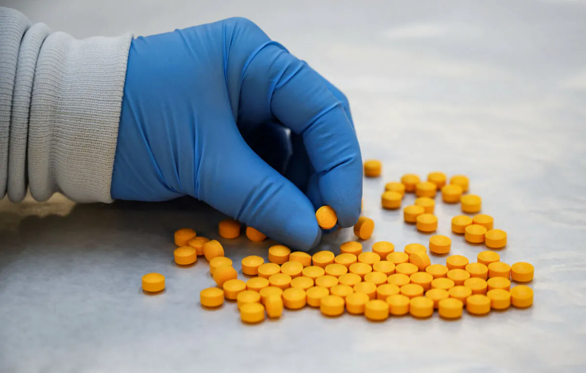 A Drug Enforcement Administration chemist checks confiscated powder containing fentanyl at the DEA Northeast Regional Laboratory in New York on Oct. 8, 2019. (Don Emmert/AFP via Getty Images)