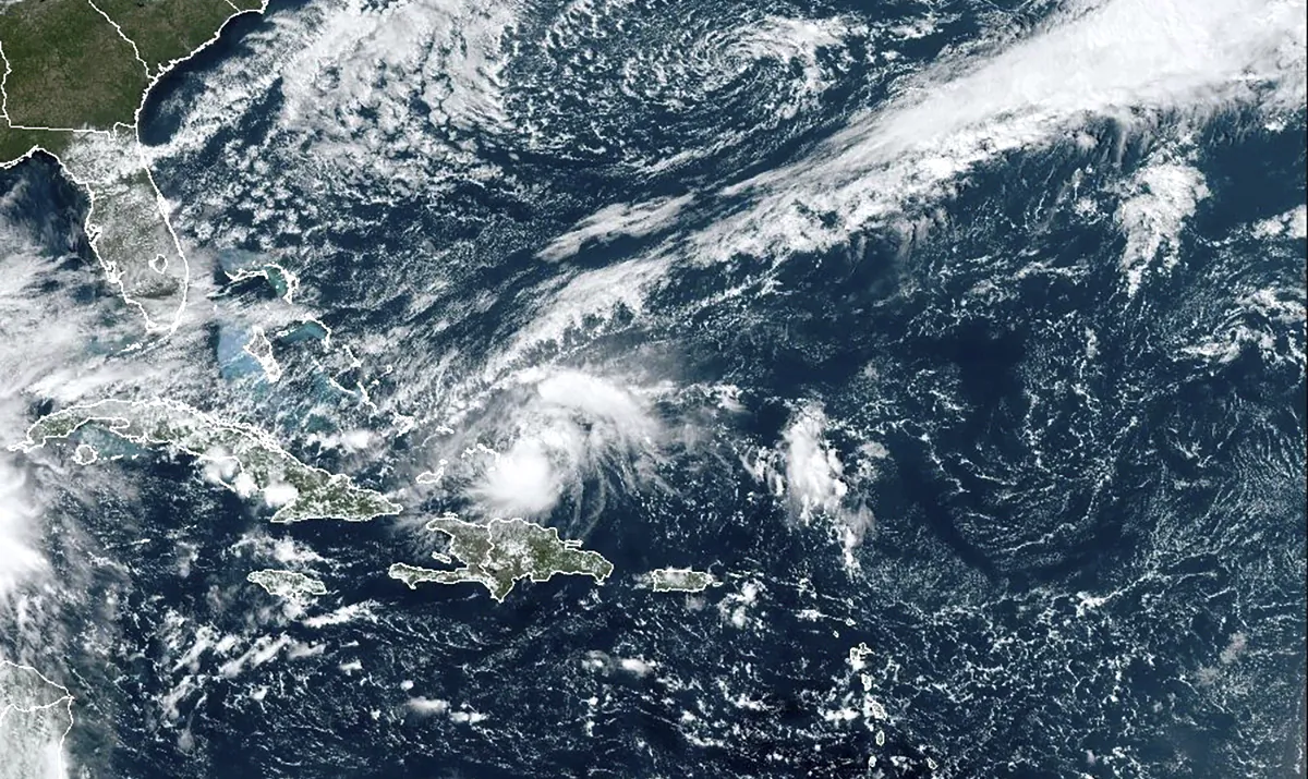 A satellite image shows Hurricane Oscar on Oct. 19, 2024. (NOAA via AP)