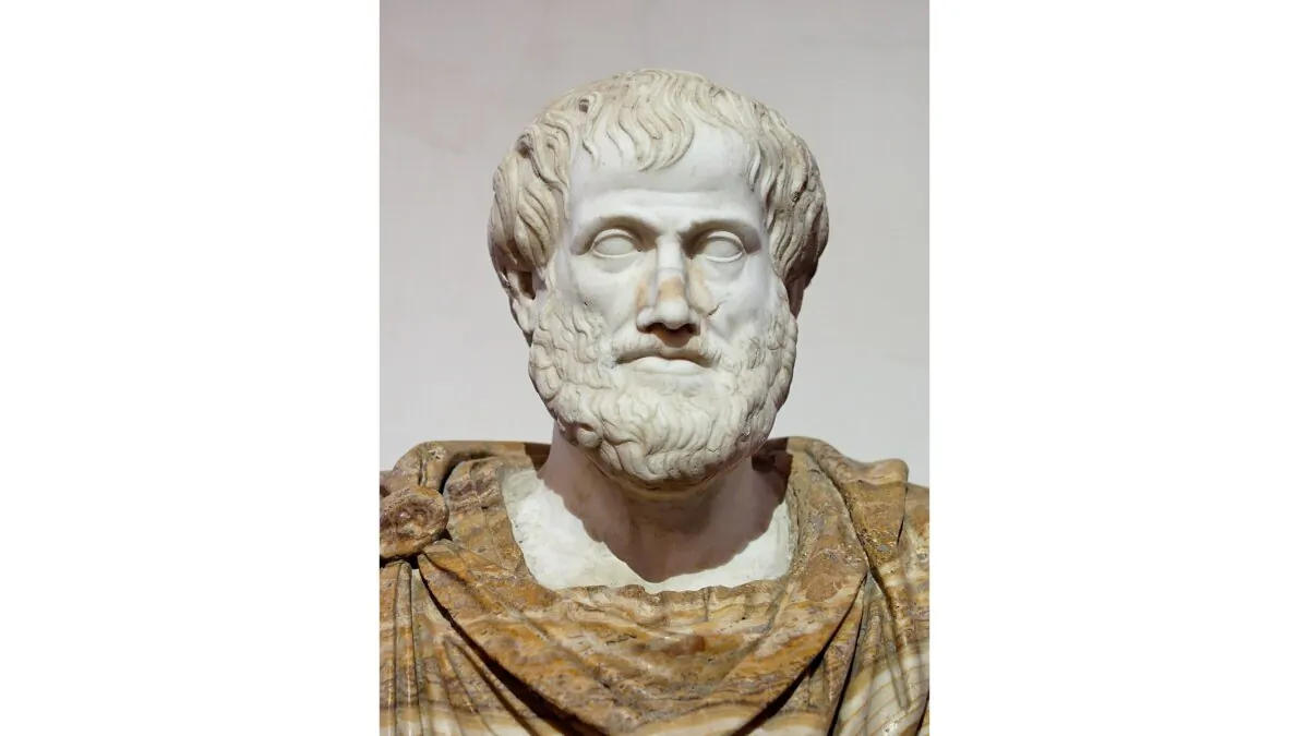 A marble bust of Aristotle copied by a Roman after a Greek version by Lysippos in 330 B.C. (PD-US)