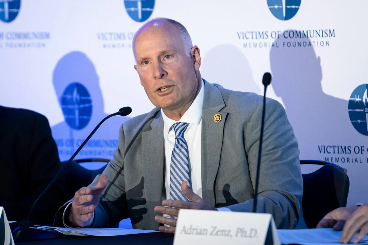 Rep. John Moolenaar (R-Mich.) speaks during the China Forum in Washington on Sept. 25, 2024. (Madalina Vasiliu/The Epoch Times)