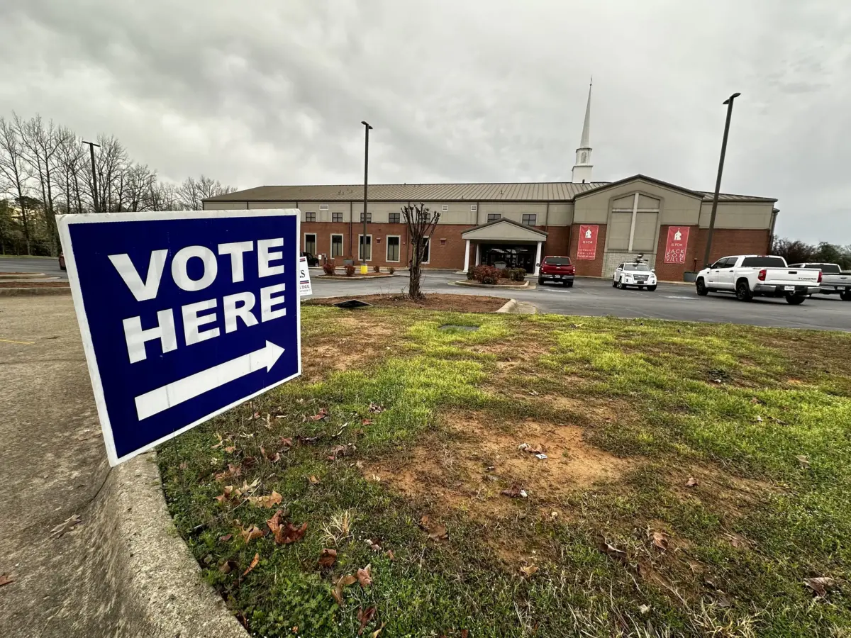 Jacksonville, Ark. polling location at First Baptist Church in Jacksonville, Ark., on March 5, 2024. (Savannah Pointer/The Epoch Times)