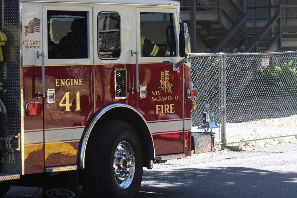 A West Sacramento Fire Department engine drives in a file photo. (West Sacramento Fire Department)