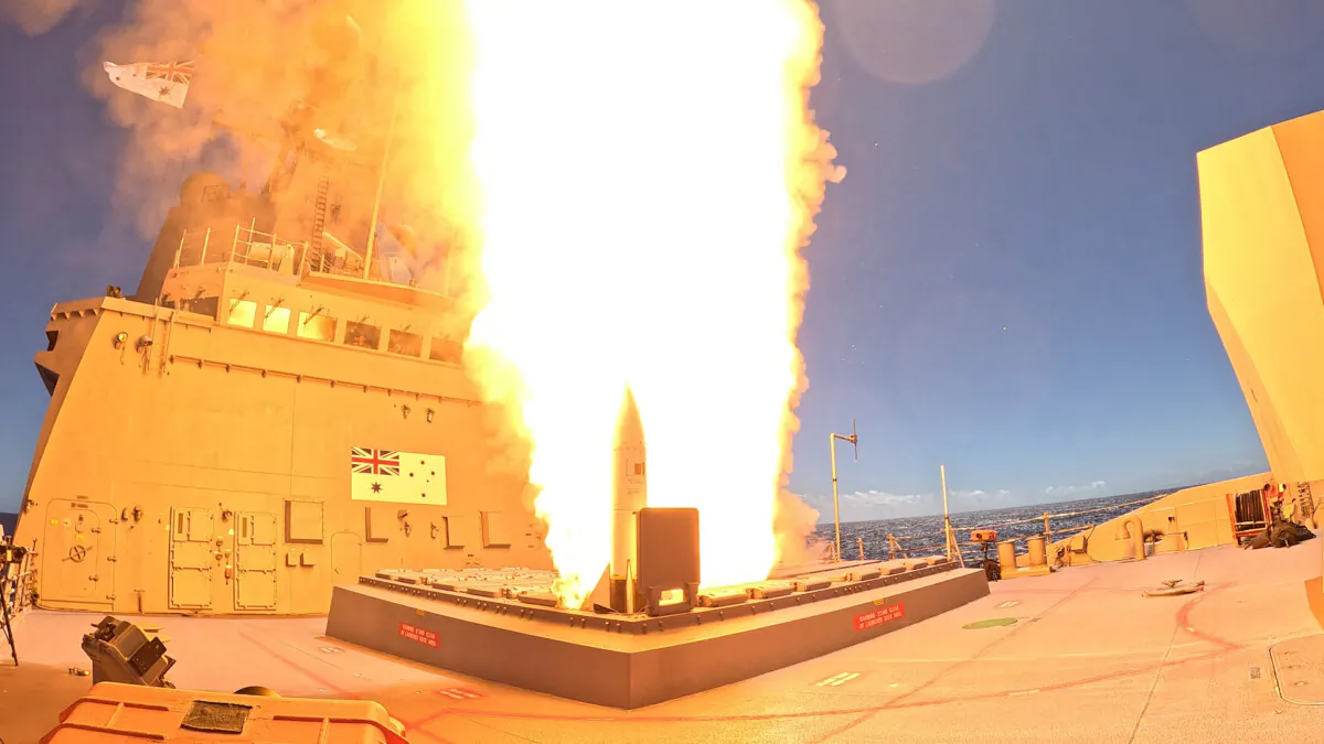 HMAS Sydney fires Royal Australian Navys first Standard Missile 6 (SM-6) during Exercise Pacific Dragon 2024. (Daniel Goodman/Australian Department of Defence)