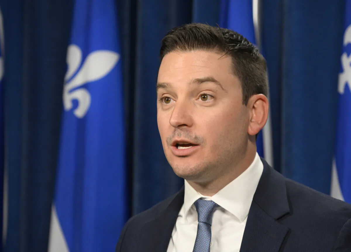Quebec Government House Leader and Justice Minister Simon Jolin-Barrette speaks at the legislature in Quebec City, on Oct. 22, 2024. (The Canadian Press/Jacques Boissinot)