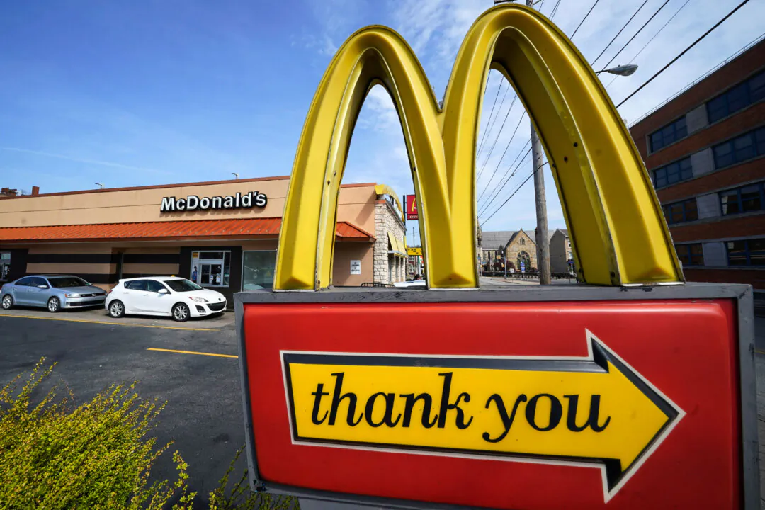 A sign in front of a McDonald's restaurant in Pittsburgh on April 23, 2022. (Gene J. Puskar/AP Photo)