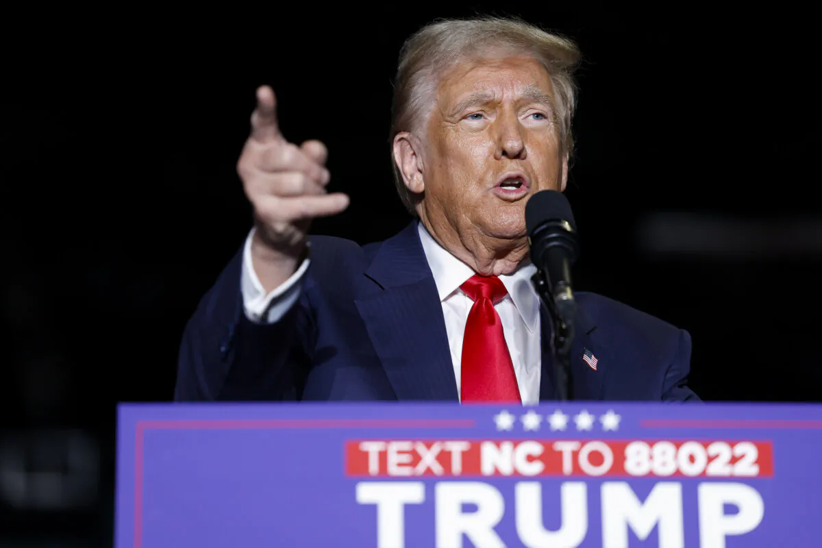 Republican presidential nominee and former U.S. President Donald Trump speaks at a campaign rally at the Greensboro Coliseum in Greensboro, N.C., on Oct. 22, 2024. (Anna Moneymaker/Getty Images)