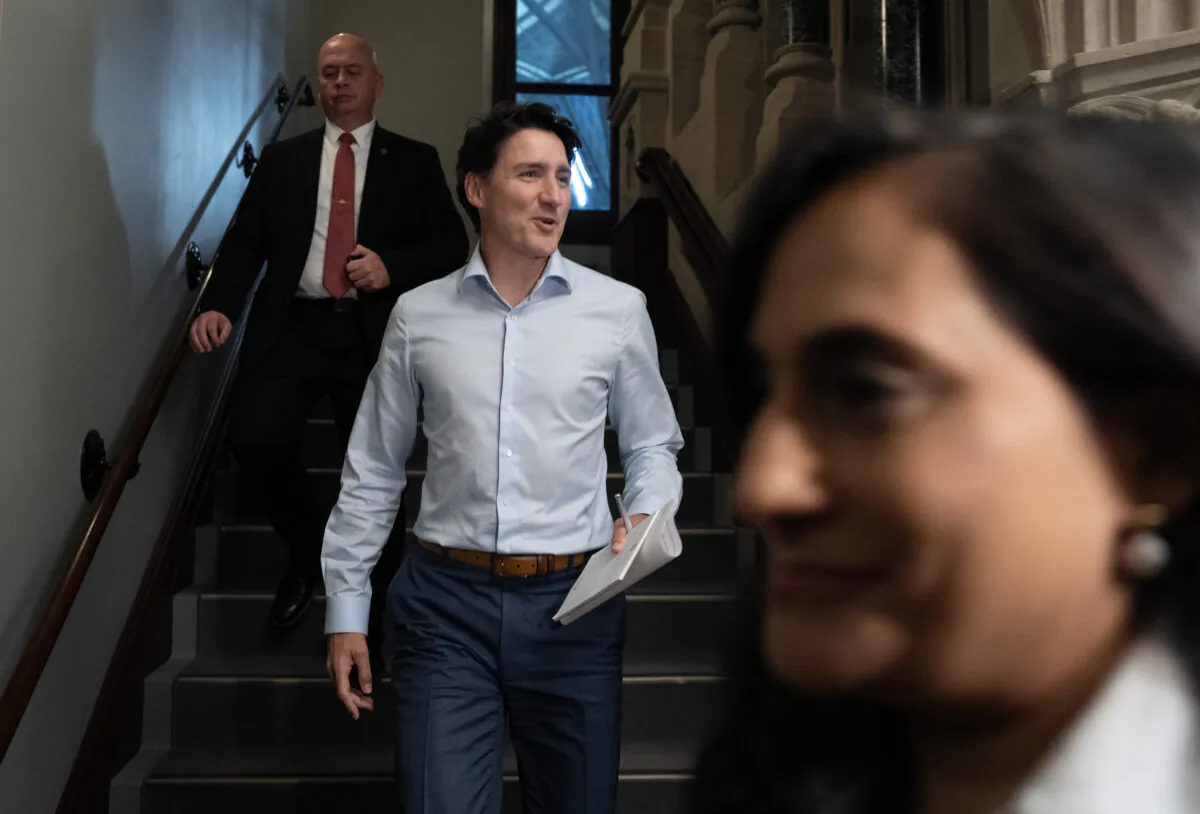 Prime Minister Justin Trudeau makes his way to caucus on Parliament Hill in Ottawa on Oct. 23, 2024. (The Canadian Press/Adrian Wyld)
