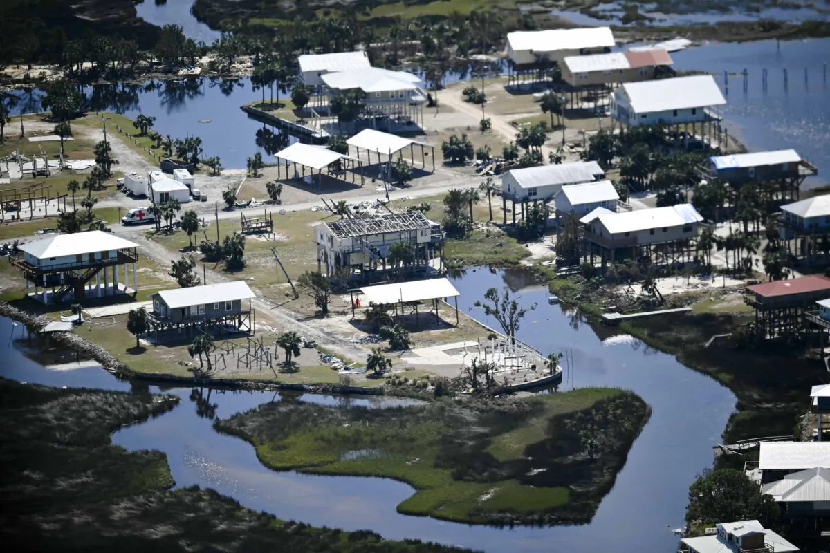 A view of damaged homes affected by Hurricane Helene near Keaton Beach, Fla., on Oct. 3, 2024. (Mandel Ngan/AFP via Getty Images)