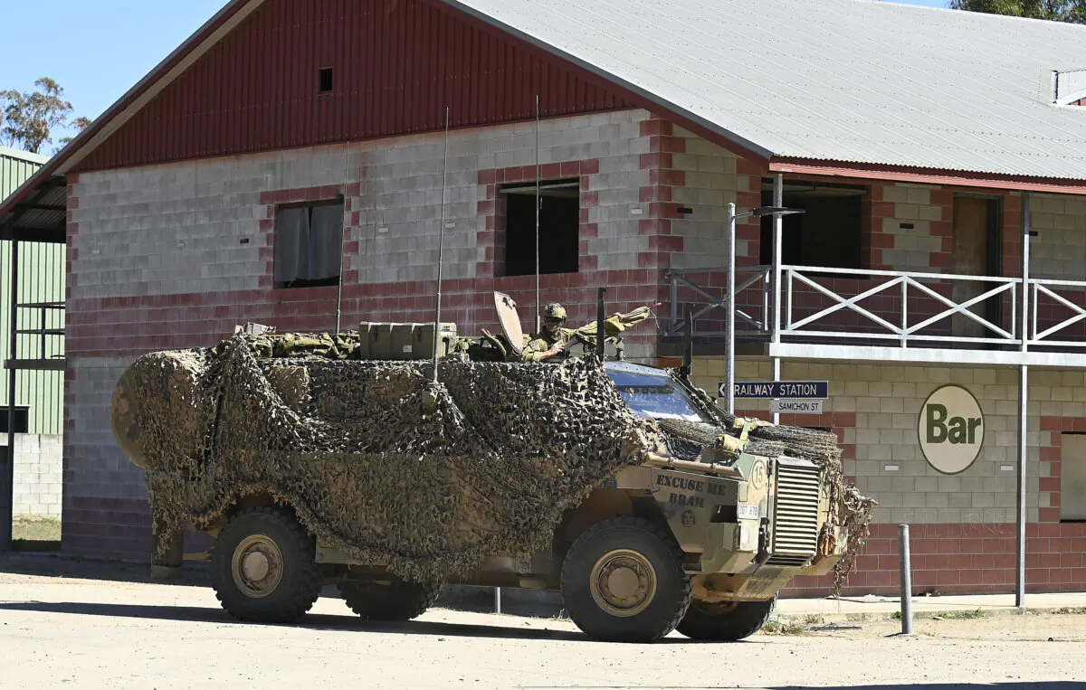 An Australian 'Bushmaster' vehicle from 3 CSSB (Combat Service Support Battalion) is seen on July 24, 2023 in Townsville, Australia. (Ian Hitchcock/Getty Images)