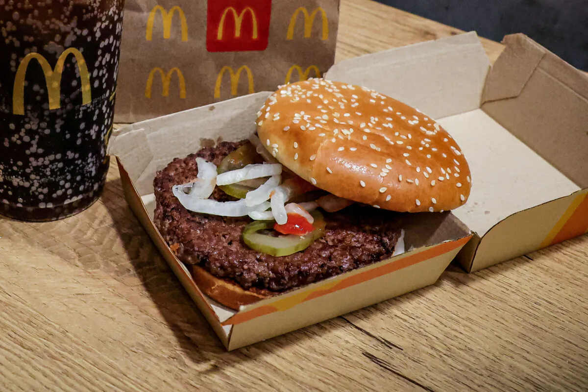 A McDonald's Quarter Pounder hamburger and coke in an illustration picture taken in New York on Oct. 24, 2024. (Brendan McDermid/Reuters)