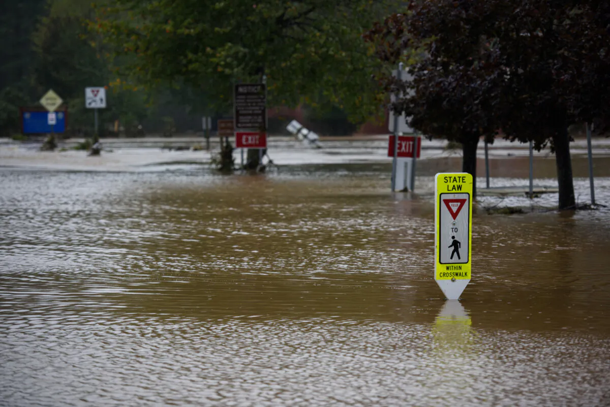 A Watauga County public park is flooded in Boone, N.C., on Sept. 27, 2024. Rains from what was Hurricane Helene had dropped more than a foot of rain across much of the region. (Melissa Sue Gerrits/Getty Images)
