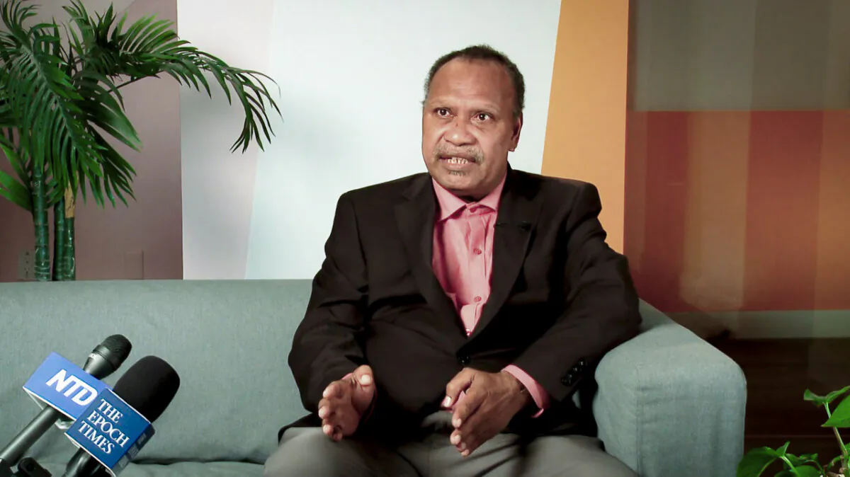 Daniel Suidani, former premier of Malaita, Solomon Islands, speaks on China's interference in his country, in an interview with The Epoch Times on May 29, 2023. (The Epoch Times)