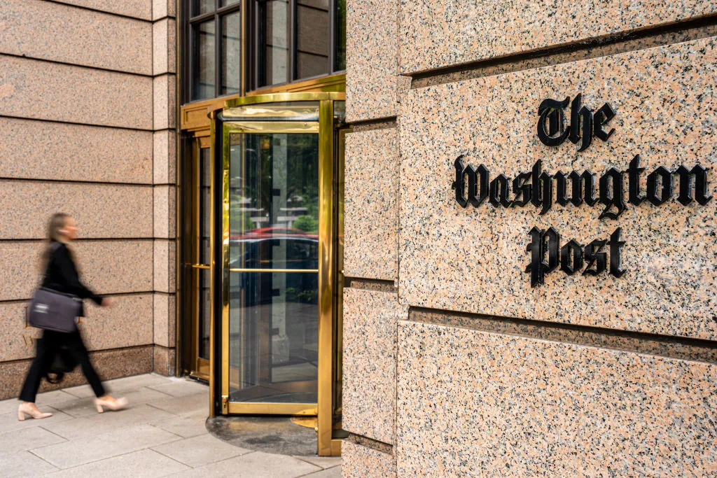 The Washington Post Building at One Franklin Square Building in Washington on June 5, 2024. (Andrew Harnik/Getty Images)