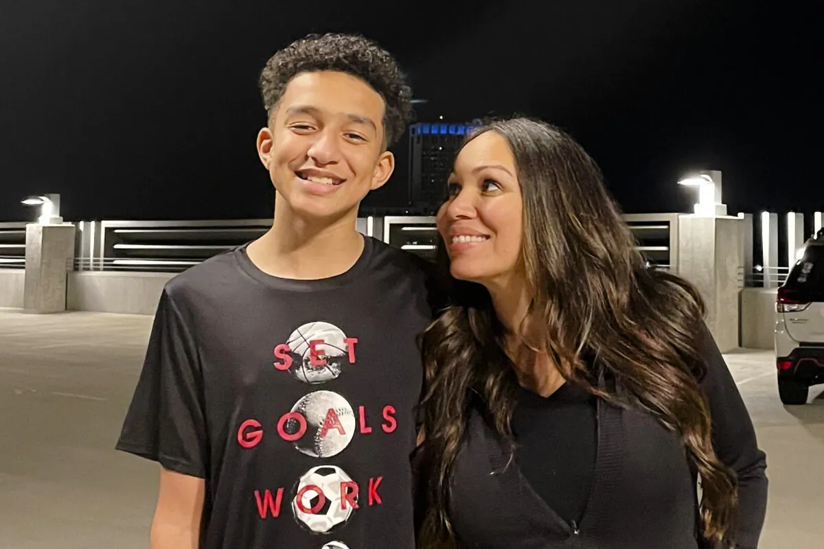 Megan Garcia stands with her son Sewell Setzer III in an undated photo. (Courtesy of Megan Garcia via AP)