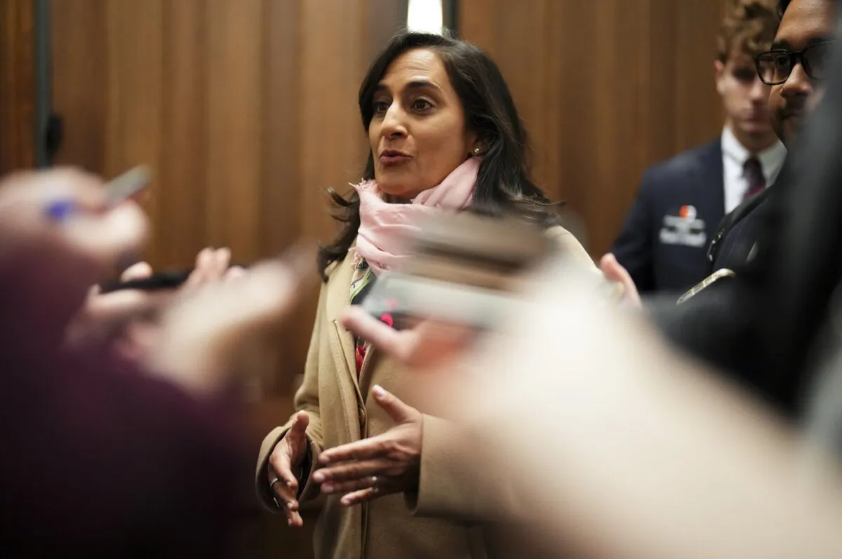 Then-Transport Minister Anita Anand arrives for a cabinet meeting on Parliament Hill in Ottawa on Oct. 22, 2024. (The Canadian Press/Sean Kilpatrick)